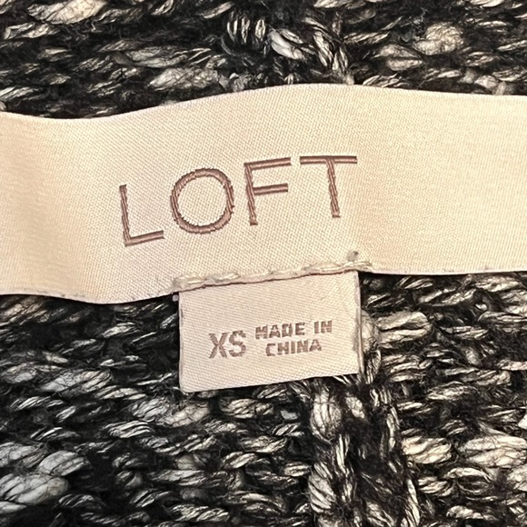LOFT Womens XS Sweater Marled Black White Heather Raglan Knit Soft Warm NWOT - Picture 6 of 8